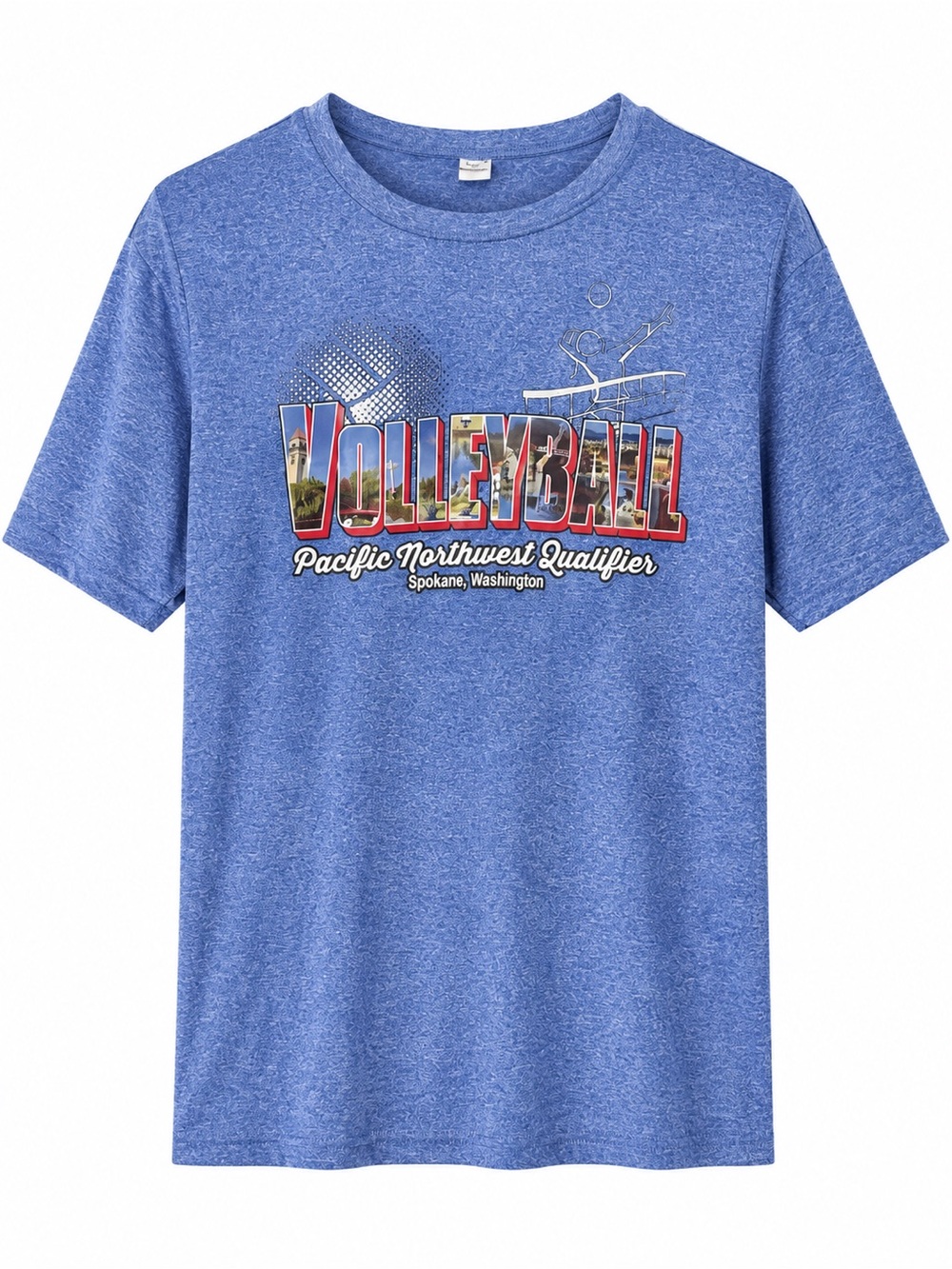 Sport-Tek Heather Royal Blue Volleyball Graphic Tee